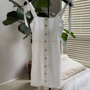 Zara NWT White Eyelet Button-Down Dress Size XS